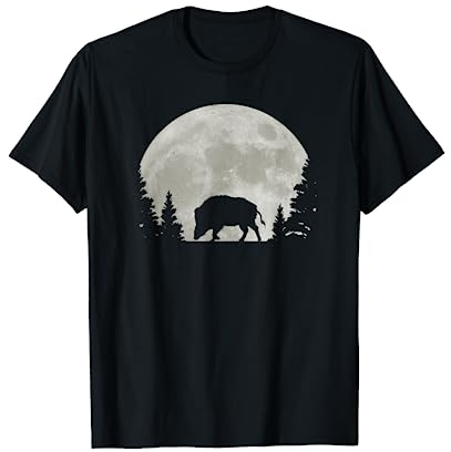 Jäger TShirt Wildschwein Wald Mond Jagd Sau Eber Keiler T-Shirt