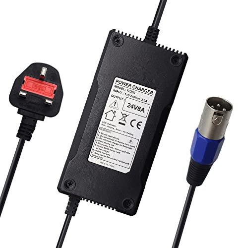xiixtoo 24V 8A Battery Charger 3 Pin XLR for Scooter, MobilityWheelchair, Motorcycle,eBike, Lawn Mower, Marine Boat, Pride Mobility, Jazzy Power Chair, Drive Medical, Golden Technologies, Shoprider