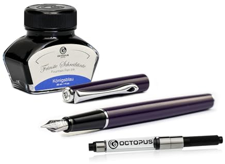 Diplomat Traveller Deep Purple Füllhalter-Set, Füllhalter aus Metall im Set mit Schreibtinte und Konverter, Schreibset