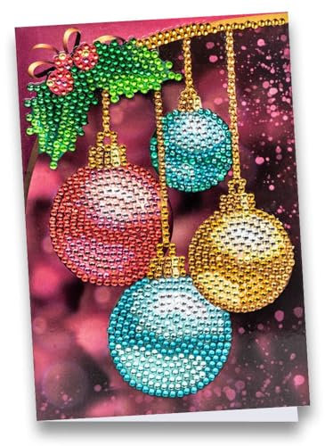 Ideen mit Herz Diamond-Painting-Grußkarte | Strass-Edition | Din B6 | 370 g/m² | inkl. Steine, Umschlag & Werkzeug … (Weihnachtskugeln)