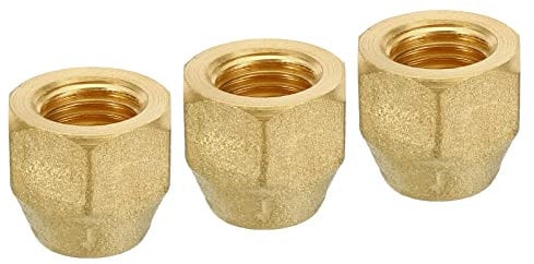 sourcing map Brass Flare Nut, 1/4 Flare Female Flared Tube Fitting Nut Connector Adapter for HVAC Air Conditioner, Pack of 5