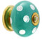 Rasiya Art Turquoise Cabinet Ceramic Knobs for Dresser Drawers - Boho Handmade Ceramic Kitchen Cupboard Pull Handle Countryside Farmhouse Furniture Hardware - Turquoise Polka Dot - Pack of 4