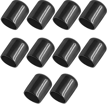 Gummi-Ende, 16 mm, ID-PVC, Rundrohrkappe, Schraubgewinde, Schutz, Schwarz, 10 Stück