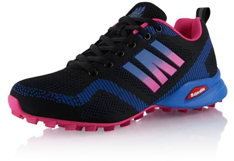 Fusskleidung® Damen Herren Wanderschuhe Atmungsaktive Trail Running Trekkingschuhe Schwarz Blau Pink EU 39