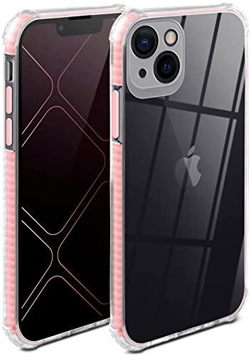 ONEFLOW für iPhone 13 mini Hülle Silikon transparent, Handyhülle mit stoßfestem Bumper Backcover durchsichtig Silikonhülle kabelloses Laden Schutzhülle, Cushion Case, Rosa