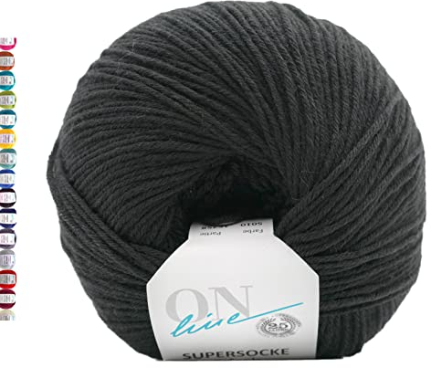 Online Sockenwolle 6-fädig uni schwarz | Strumpfwolle Supersocke 6-fach 321 Merino einfarbig | dickes Sockengarn mit Merinowolle zum Stricken und Häkeln (5010 Schwarz)