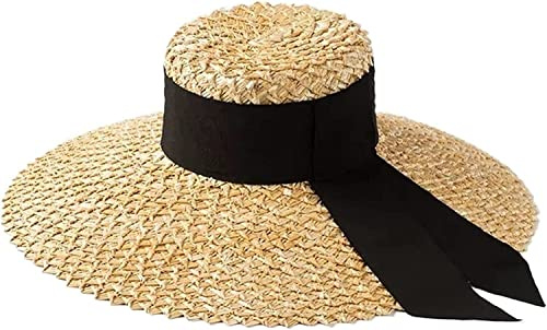 BALAFO Sonnenhüte, Strohhut, Sommerhüte, Sonnenhut, Stroh-Stil, schwarzes Schleifenband, moderner Stickerei-Stil, Ananas-Blume, handgefertigtes Papier, Damenhut, lässiger Strand-Damenhut