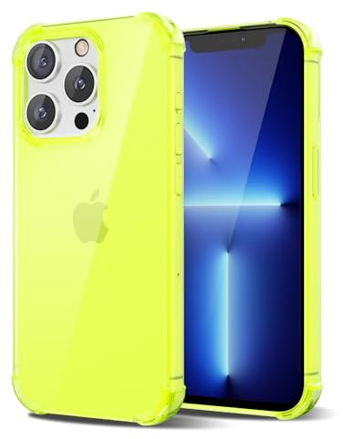 Svanove Custodia Transparente in Silicone TPU Morbido per iPhone 13 Pro Max, con Protezione Antichoc e per la Camera, Giallo Fluo