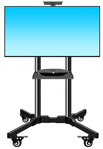 GGZONE TV-Ständer, schwarz, rollbar, mit Halterung für 32, 40, 42, 43, 50, 55, 65 Zoll Flachbildfernseher, schwenkbar und höhenverstellbar Beautiful Scenery