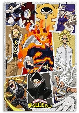 ELedvb Anime My Hero Academia Heroes, Leinwand-Poster, dekoratives Gemälde, Leinwand-Wandposter und Kunstdruck, modernes Familienschlafzimmer-Dekor-Poster, 40 x 60 cm