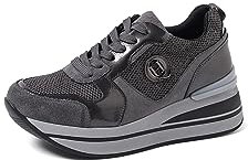 QUEEN HELENA Plateau-Sneakers für Damen X29-30 Grau, 38 EU