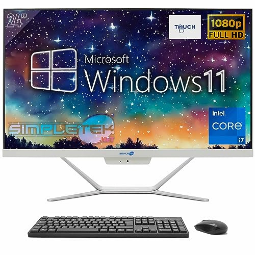 SIMPLETEK - All in One Touch Core i7 8GB RAM SSD 240GB Windows 11 | Integrierte Webcam 2K AiO Computer mit Touchscreen