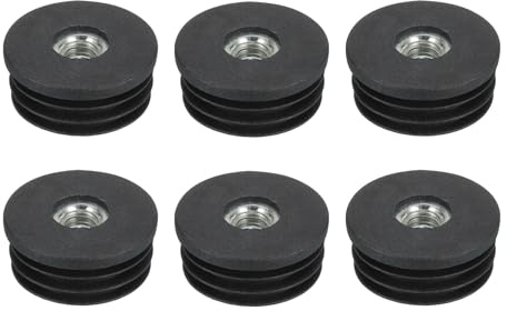QUARKZMAN Insertos para Tubos Redondos con Rosca M8 32mm/1.26 6 Pcs | Tapón Redondo de Plástico para Tubo Redondo Negro para Silla con Ruedas Tapón Final