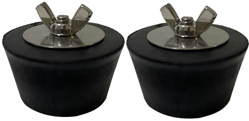 Goldyida 2 Pièces Bouchon de Piscine d'hiver en Caoutchouc et Acier Inoxydable Noir pour Piscines (51mm)