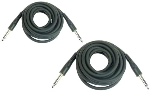 Adam Hall 2 x K3BVV0300ECO - 3 m Stereo 6,3 mm Klinkekabel Patchkabel symmetrisch TRS 3 pol male schwarz, 3 Star Serie
