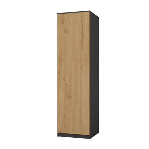 Oggi Schrank Lugo 50 cm Anthrazit mit Eiche Artisan - Robuster Kleiderschrank für Ihr Zuhause - Zeitloses Design, Voller Stauraum, Hergestellt aus hochwertigen Materialien