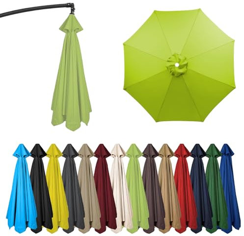 HonunGron Auvent De Remplacement pour Parasol 2m/2,7m/3m, 6 Baleines/8 Baleines Toile De Rechange pour Parasol Déporté, pour Table D'extérieur, Jardin, Plage, UV 50+ (8 ribs-3m(9.8ft),Vert Clair)