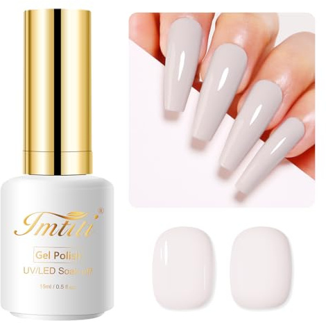 Imtiti Nude Gel Nail Polish, 15ML Nude White Gel Polish Soak Off LED UV Nail Gel Polish Spring Summer Gel Nail Polish DIY Nail Art Starter Manicure Salon Gel Nail Kit