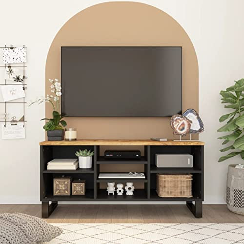 Homgoday Meuble TV en bois de manguier et contreplaqué 100 x 33 x 46 cm, meuble TV type 1