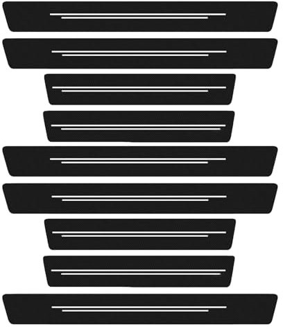 VZU 9 PCS Car Edge Protectors, Pedal Carbon Fiber Grain Leather Stickers, Anti-Scratch Protectors, Auto Accessories