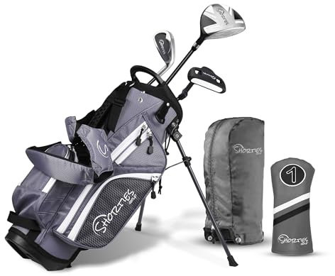 Shorties Golf - Tiny Kids Golf Club Set | Perfect for Toddler Golfers and Kids 34-38 Tall | EasyCarry Stand Bag | Driver, 7-Iron, Putter, Headcover, and Rain Cover | Graphite Right Orientation