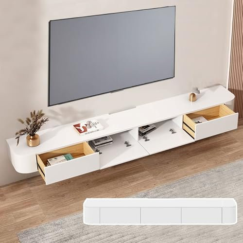 XDCXYD Estantes De Almacenamiento Para Soporte De TV Flotante Mueble De TV Montado En La Pared Mueble De TV Hueco En La Parte Posterior Con Orificios Para Cables Varios Tamaños Y Colores Armarios(Blan