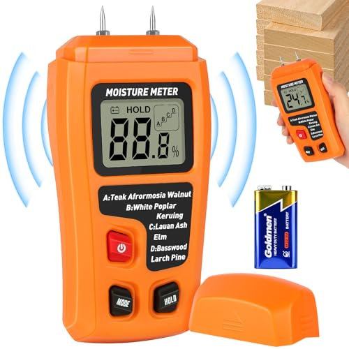 Flintronic Feuchtigkeitsmessgerät, Pin-Typ Holzfeuchtemessgerät, LCD Feuchtigkeitsmesser Detector, Holzfeuchtemessgerät, Schimmel Messgerät Feuchtemessgerät für Wände Holz Baustoffe Putz Mauerwerk