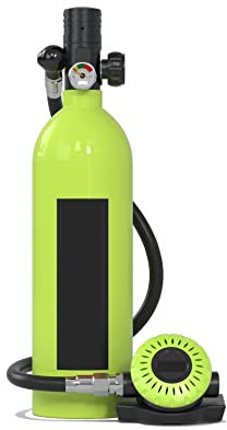 AIRYSSFU Tauchflaschen, 1L Notfall-Ersatztauch-Atemschutzmasken-Set, Sauerstoffflasche, Einfach Und Tragbar,Für Unterwasser-Atemtraining(Green)