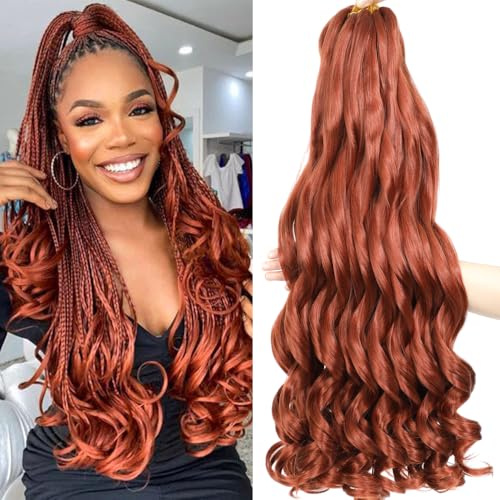 French Curl Braiding Hair 28 Inch 8 Packs Curly Braiding Hair Pre Stretched French Curls Braiding Extension Curl Crochet Braids Spiral Braiding (350#, 28 Inch (Pack of 8))