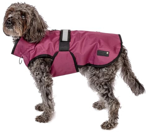 Danish Design 3-in-1 Dog Coat Plum, 33cm (13in) - All Weather, Waterpoof, Fleece-Lined, Reflective Raincoat for Dogs