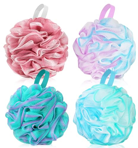 Bath Sponge Shower Puff Sponges Bath Soft Loofah Sponge Pouf Exfoliating Mesh Shower Ball Bath Scrunchies for Adults