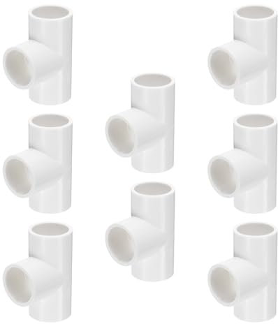 QUARKZMAN 8 StückTee PVC Fitting 3/4 3-Wege-Verbinder Möbelbauqualität Rohrkupplung Ellbogenarmaturen für Abwasserrohre Wasserzufuhr Bau Garten, Weiß