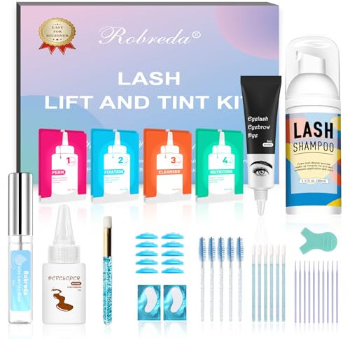 Wimpernlifting Set, Lash Lifting Set mit Schwarz Augenbrauen Färben Set Semipermanentes, Vegan und Cruelty-Free, Geeignet Für den Salon und Heimgebrauch
