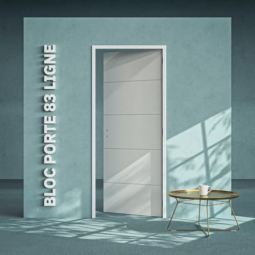 Bloc-Porte Blanc Laqué Ligne H. 204 x l. 83 cm - Poussant Droit