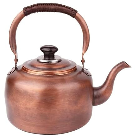 Bouilloire sifflante vintage en cuivre avec poignée pour cuisinière à gaz – Théière – Théière à café – Bouilloire sifflante