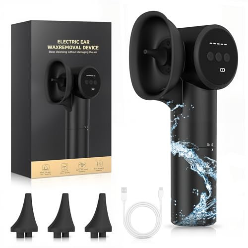 Ear Wax Removal Kit, Ear Cleaner Ear Wax Remover for Home Travle Adult Kids with 5 Cleaning Modes, 2-in-1 Wash/Air Dry, Cordless Earwax Remover Tool - IPX6 Waterproof, USB-C Rechargeable