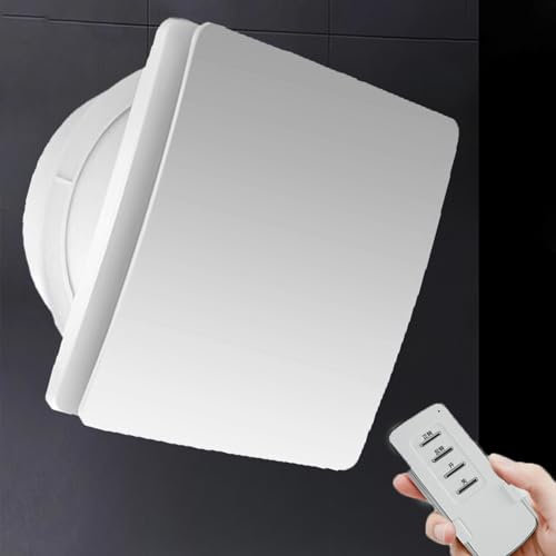 Vcyex Abluftventilator 150mm, Badlüfter Mit Fernbedienung, Leise Mit Rückschlagventil Badlüfter, Kleiner Wandlüfter, Für Duschen, Toiletten, Büros, Wohnungen White,4IN