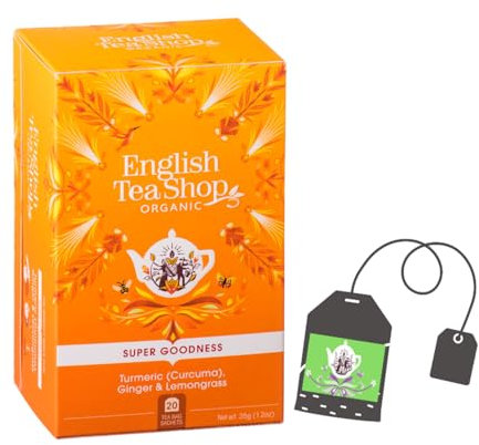 English Tea Shop | Infuso BIO Curcuma Zenzero Citronella | Tisana Senza Caffeina - 20 Filtri in Eco Box (35 Gr) | Erbe Liquirizia e Spezie per Infusione