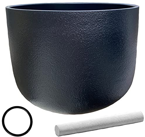 Kristall-Klangschalen-Set, Schwarz, 440 Hz Klangheilungsinstrument, Meditationstherapie-Badeschale, Wildlederstab + O-Ring