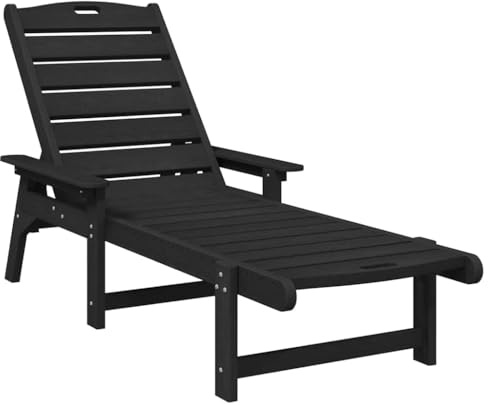 vidaXL Sun Lounger Black 195.5 x 53 x 98.5 cm HDPE, Garden and Terrace, Modern Adjustable Sun Lounger, Elegant Outdoor Reclining Chair, Sleek Weather-Resistant Seating