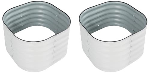 DOPBENT 2 Stück Rund Hochbeet Garten, Hochbeet aus Metall, Pflanzkasten mit offenen Boden, Garten-Pflanzbeete, Gartenkisten für den Außenbereich (60 * 60 * 43 cm)