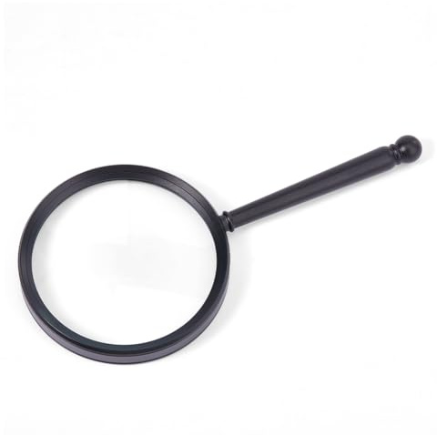 SUPERFINDINGS 10X Handlupe Aluminium 9.5cm Groß Schwarze Lupe Mit Griff Bruchsichere Linse Dekorative Leselupe Zum Lesen Inspektion Senioren