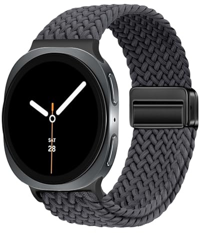 Geflochtenes Magnet Armband für Samsung Galaxy Watch 8 Armband 40mm 44mm/8 Classic 46mm Damen/Herren,Elastisch Nylon Stoff Sport Armbänder für Samsung Galaxy Watch 8 Classic Armbands 46mm/8 44 40mm