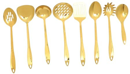 ULTECHNOVO Juego de Utensilios de Cocina Acero Inoxidable 10 Piezas Espátula Cucharón Antiadherente Herramientas de Cocina Prácticas de Limpiar