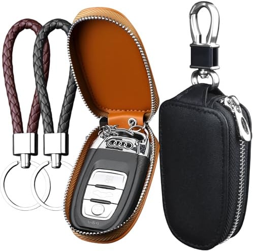xianzhanEU AutoSchlüssel Tasche, Autoschlüssel Hülle aus PU Leder, 2 STK