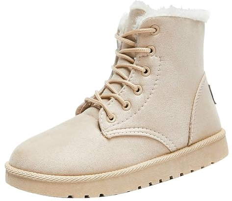Womens Waterproof Walking Boots Winter Boots for Women UK Wide Fit, Waterproof Ankle Snow Booties with Non-Slip Ice Traction, Thermal Faux Fur Lining & Side Zipper Wide Fit Ladies