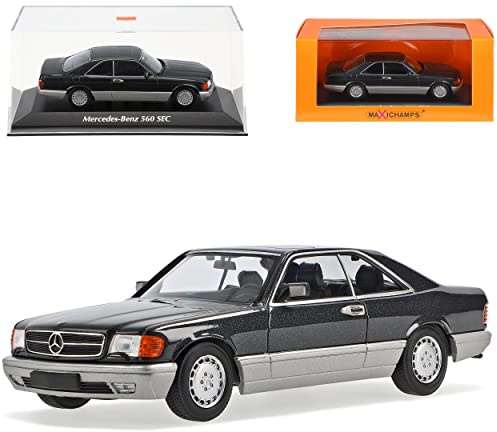 alles-meine.de GmbH Mercedes-B S-Klasse W126 Coupe Schwarz Grau Metallic 560 SEC 1979-1991 1/43 Minichamps Maxichamps Modell Auto mit individiuellem Wunschkennzeichen