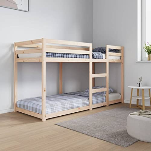 Runheo Etagenbett 75x190 cm Massivholz Kiefer, Stabiler Bettrahmen für Kinder und Erwachsene, platzsparendes Hochbett, natürliches Holzdesign für Schlafzimmer, langlebig