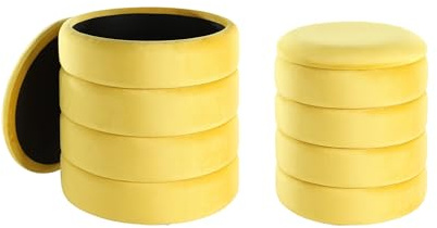 EGLO LIVING 2er Set Hocker mit Stauraum Ampahaka, Bunte Sitzhocker