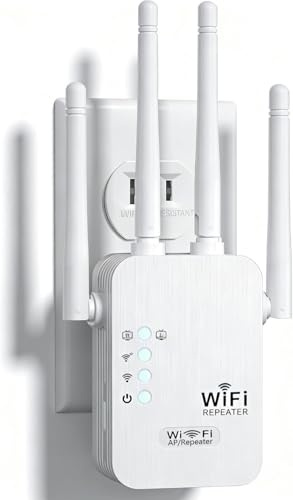 WiFi Extender Booster 1200Mbps, WiFi Repeater, Covers Up to 5500 Sq.ft and 50 Devices, Internet Booster - with Ethernet Port, Quick Setup, Home Wireless Signal Booster, UK plug (White)